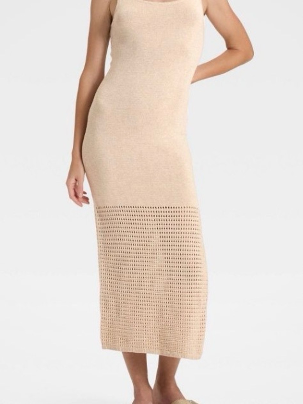 Women's Midi sleeveless Sweater Dress - Universal Thread Tan size S